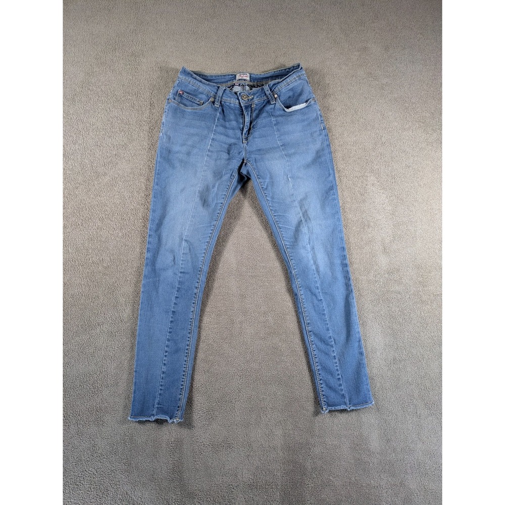 Lee Cooper Original Jeans 27 Womens Blue Denim Frayed Hem Low Rise Straight Leg
